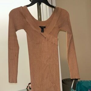 V neck off shoulder sweater dress